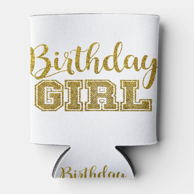Gold Glitter | Birthday Girl Can Cooler (Front)