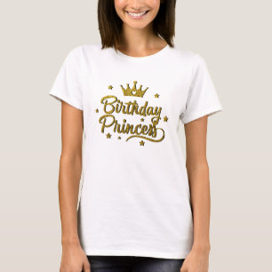 Gold Glitter Birthday Princess T-Shirt