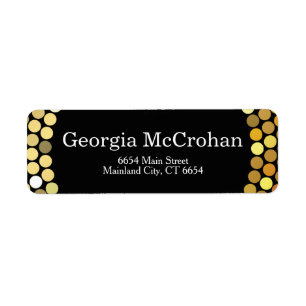 Gold Glitter Black and White Return address