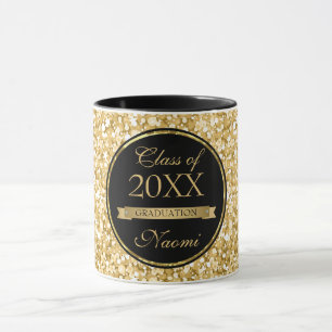 Gold Glitter Black Circle Mug