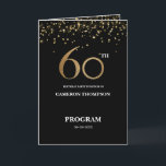 Gold Glitter Black confetti 60th birthday program Programme<br><div class="desc">Personalise this gold glitter and black confetti 60th birthday party program design. Celebrate and include the party itinerary for your guests and also have a special message from the birthday celebrant. The special message is a great opportunity to thank guests and start the party right.</div>