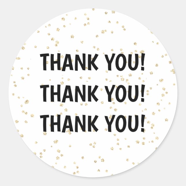 Gold Glitter Black New Year's Eve Classic Round Sticker (Front)