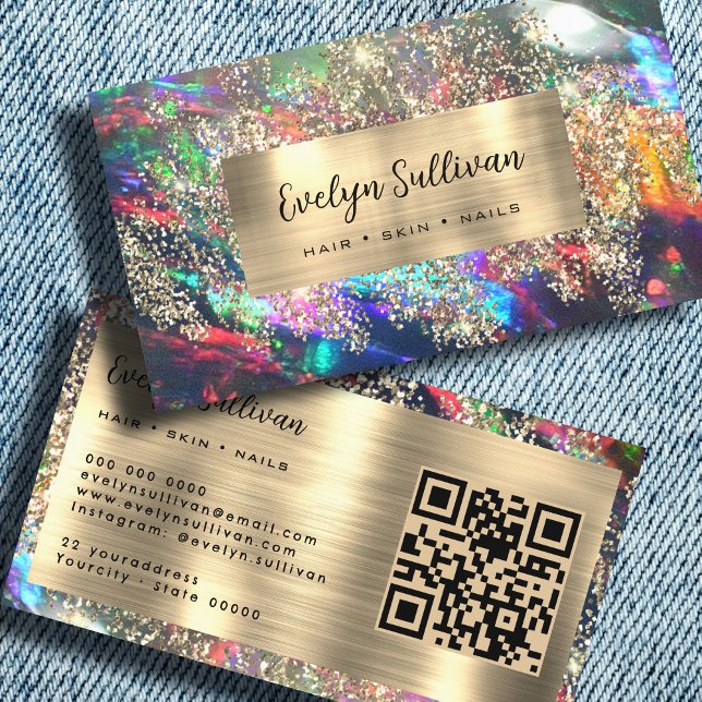 Gold glitter black opal business card (Creator Uploaded)