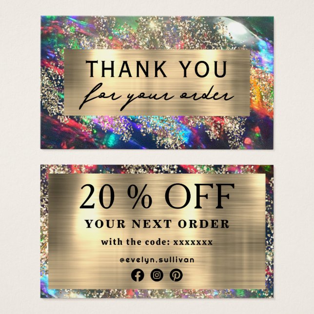 Gold glitter black opal discount card (Front & Back)