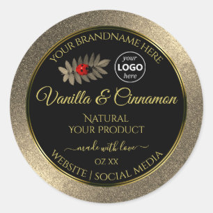 Gold Glitter Black Product Labels Ladybug Add Logo
