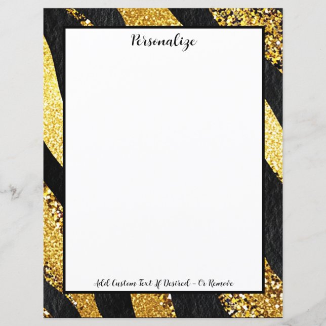 Gold Glitter Black Stripe Design Personalised (Front)