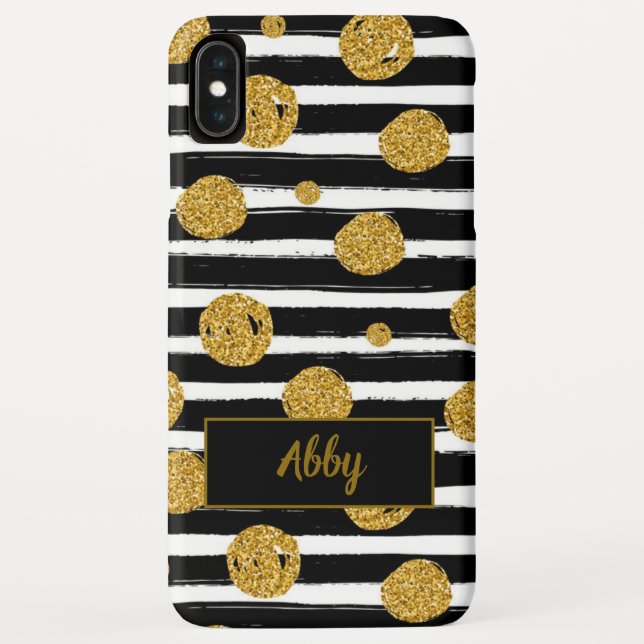 Gold Glitter Black Stripes Case-Mate iPhone Case (Back)