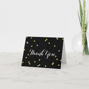 Gold Glitter Black Thank You Cards