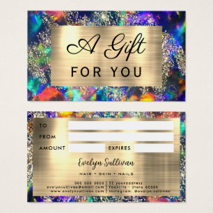 Gold glitter blue opal gift card