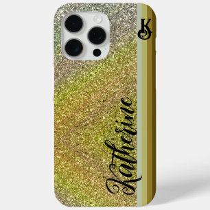 Gold Glitter Blush Monogram Case-Mate iPhone 15 Pro Max Case