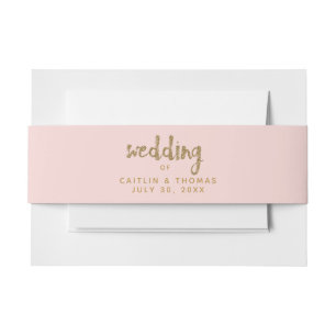 Gold Glitter Blush Pink Custom Wedding Invitation Belly Band