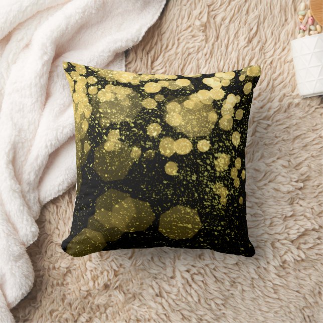 Gold Glitter Bokeh Abstract Background Cushion (Blanket)