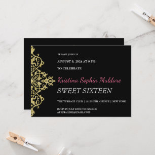 Gold Glitter Border Party Invitation