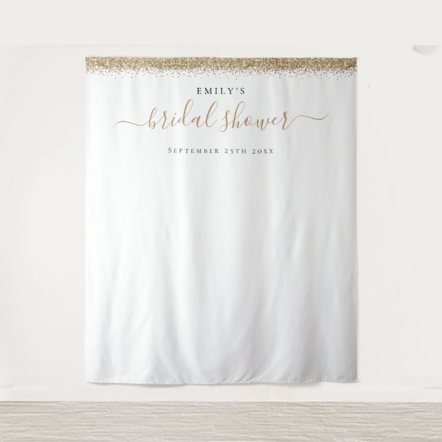 Gold Glitter Bridal Shower Background for Photos Tapestry (Front)