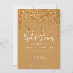Gold Glitter Bridal Shower Invitations - Elegant
