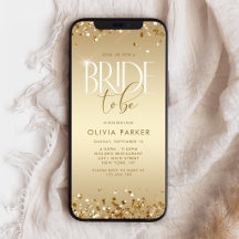 Gold Glitter Bridal Shower Mobile Invite