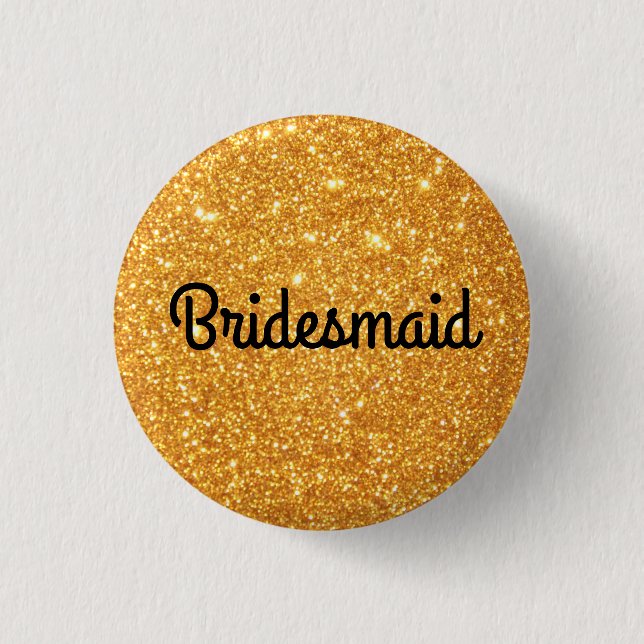 Gold Glitter Bridesmaid 3 Cm Round Badge (Front)