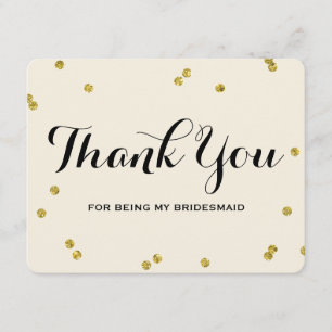 Gold Glitter Bridesmaid Thank You Cards