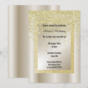 Gold Glitter Bronze Modern All Occassion Custom Invitation