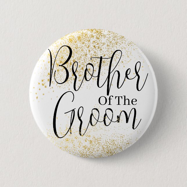 Gold Glitter brother of groom wedding  Button (Front)