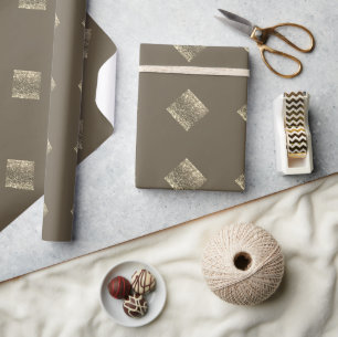 Gold Glitter Brown Abstract Chic Wrapping Paper