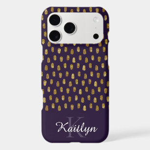 Gold Glitter Brush Strokes on Purple