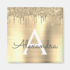 Gold Glitter Brushed Metal Monogram Name
