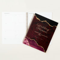 Gold Glitter Burgundy Agate Wedding Planner