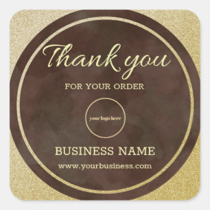 Gold Glitter Business Corporate Thank You  Square Sticker