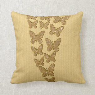 Gold Glitter Butterflies Cushion