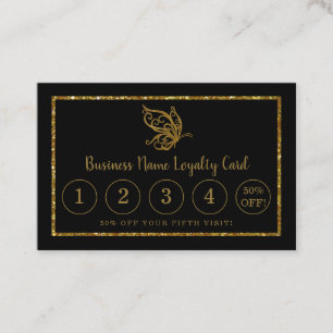 Gold Glitter Butterfly - Loyalty Card