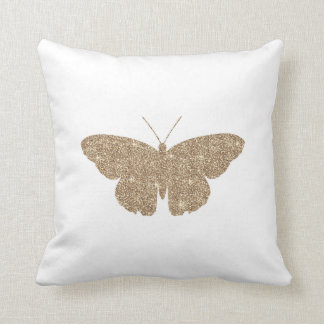 Gold Glitter Butterfly with White and Black Stripe Cushion