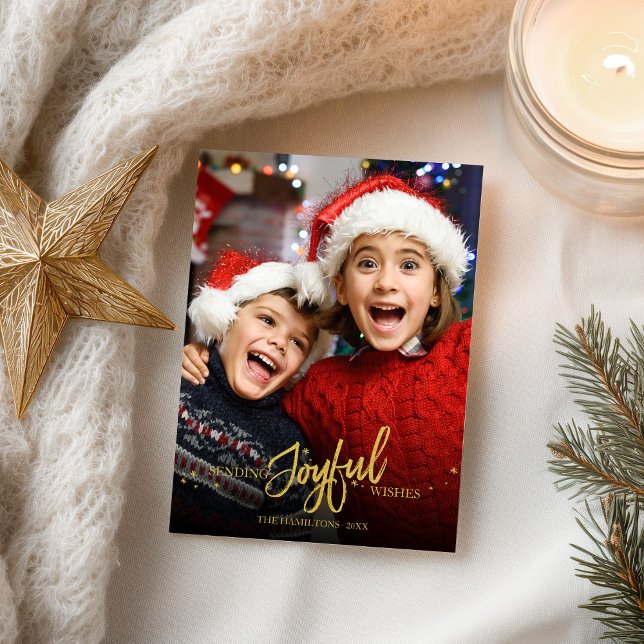 Gold Glitter Calligraphy Photo Christmas Holidays Postcard (Creator Uploaded)