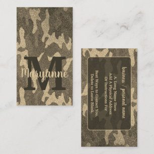 Gold Glitter Camouflage Personalized Truck Decor Business Card