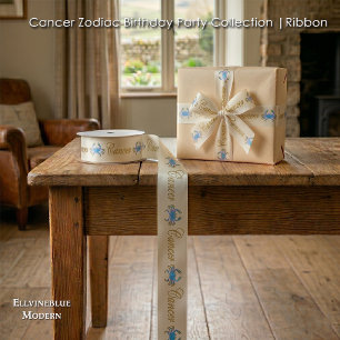 Gold Glitter Cancer Zodiac Birthday Gift Satin Ribbon