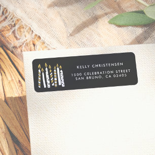 Gold Glitter Candles Birthday Return Address