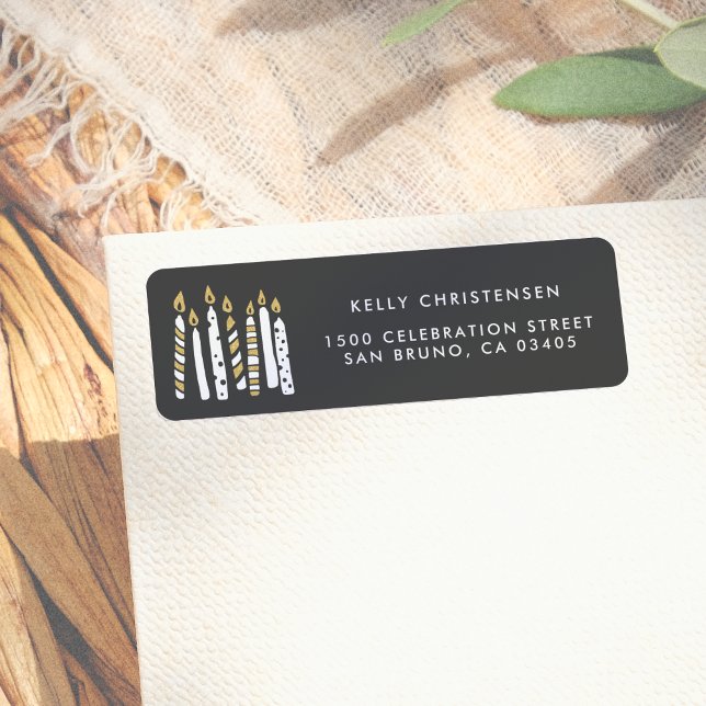 Gold Glitter Candles Birthday Return Address (Creator Uploaded)