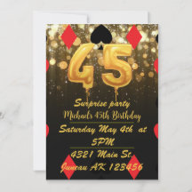 Gold glitter casino themed 45Th  Birthday 
