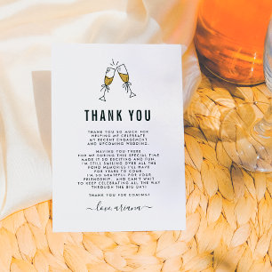 Gold Glitter Champagne Bridal Shower Thank You