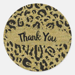 Gold Glitter Cheetah Leopard Animal Print Party  Classic Round Sticker