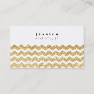 Gold Glitter Chevron Mod Hair Stylist Card