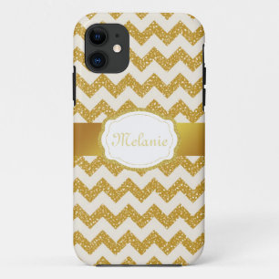 Gold Glitter Chevron Monogram iPhone Case-Mate iPhone Case