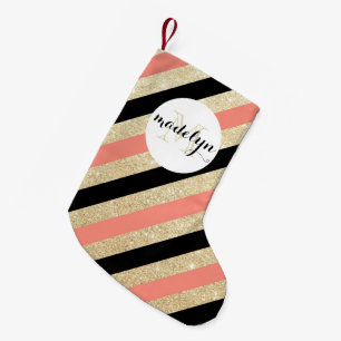 Gold Glitter Chevron Monogram Stocking