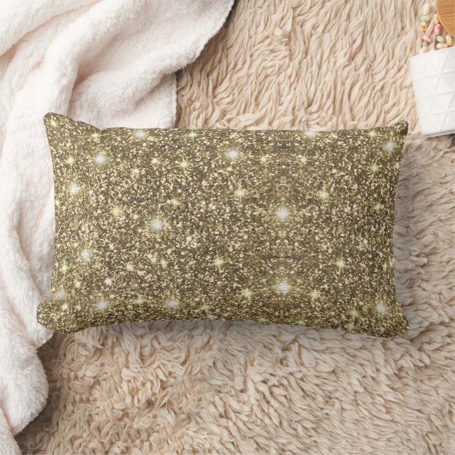 Gold Glitter Chic Glam Lumbar Cushion (Blanket)