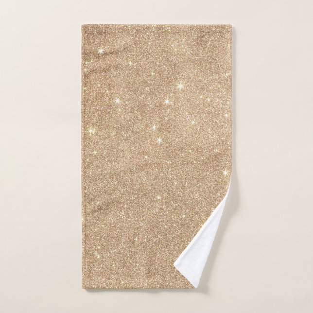 Gold Glitter Chic Glamourous Sparkles Hand Towel (Hand Towel)