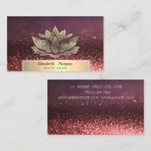 Gold Glitter Chic Lotus Bokeh Beauty Salon Business Card