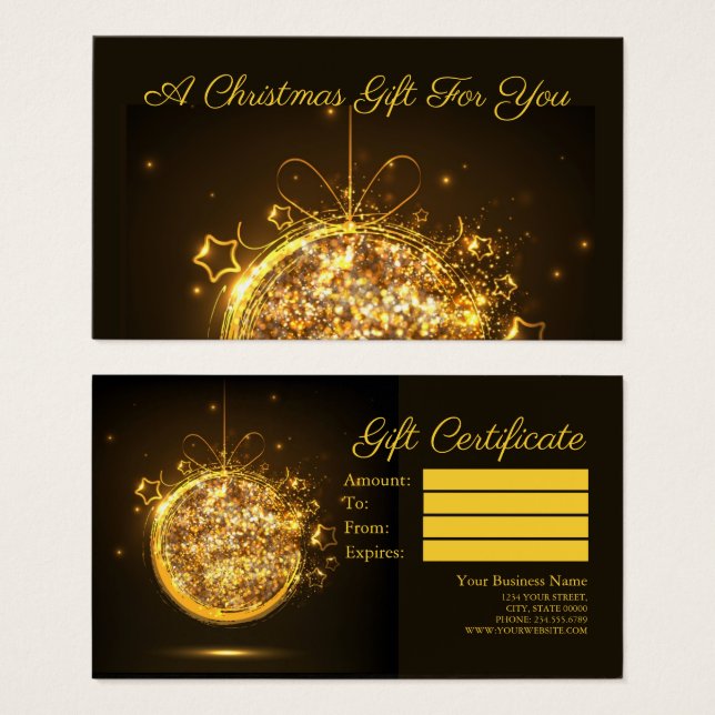 Gold glitter Christmas bulb (Front & Back)