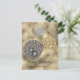 Gold Glitter Christmas Elegant Happy Holidays Holiday Postcard