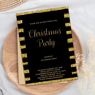 Gold Glitter Christmas Holiday Party Invitation
