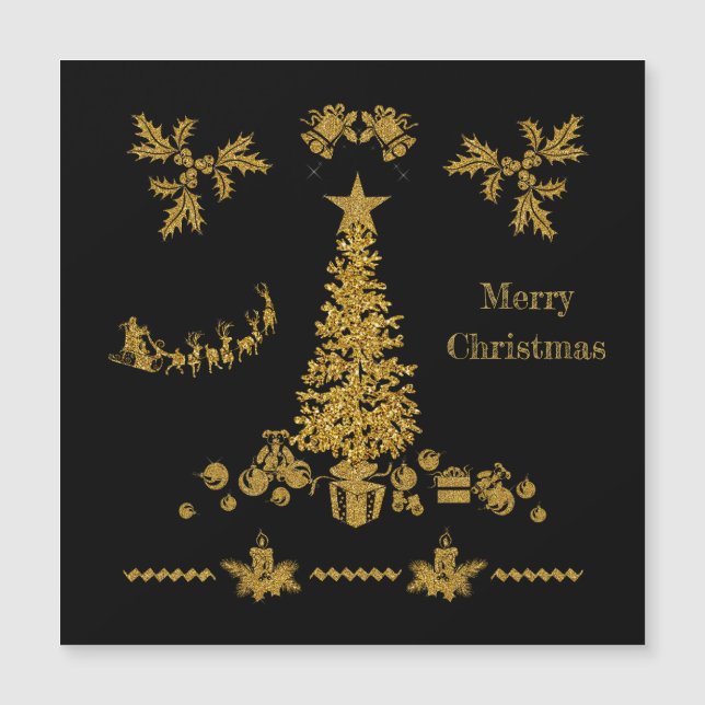 Gold Glitter Christmas, Merry Christmas  (Front)